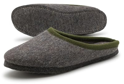 Pantoffelmann Ullfilt ekologisk toffel med filtsula herr tofflor filttofflor storlek 36–51, GRÅ, 43 EU