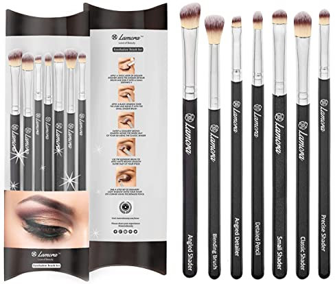 Set de Pinceaux de Maquillage pour les Yeux - Fard à paupières, Eyeliner Mélanger, Nuancer - Meilleur Choix 7 Pièce Essentials Kit - Crayon, Ombré, Fuselé, Définisseur - Poils Soyeux Synthétiques