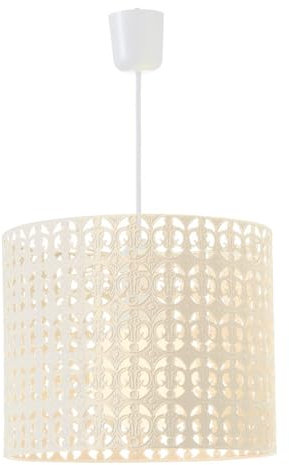 LOLAhome Lámpara de Techo Beige, Lámpara Colgante de Metal, con patalla redonda, Iluminación de Techo Interior con Calados para Comedor, Salón, Dormitorio, Habitación, Cocina, Entrada