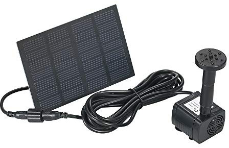 Decdeal Pompe de Fontaine Solaire, Pompes pour Fontaines 6V 1,2W 160L/H, Pompe Solaire pour Etang sans Brosse avec Panneau Solaire pour Fontaines/Jardins/Culture Hydroponique/Baignoires/Etangs