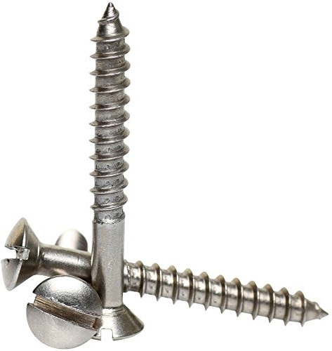 A2 Stainless Steel Slotted Raised Head Countersunk Wood Screws DIN 95 4 x 25 / No.8 x 1 - 100 Pack