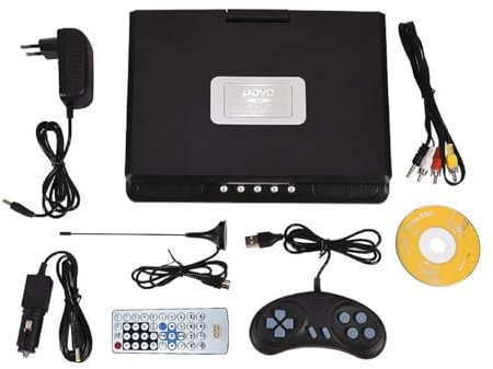 Socobeta Lecteur vidéo DVD Rotatif 9 Pouces Portable LCD Grand écran Radio Jeu SD USB AV CD VCD(Prise UE)