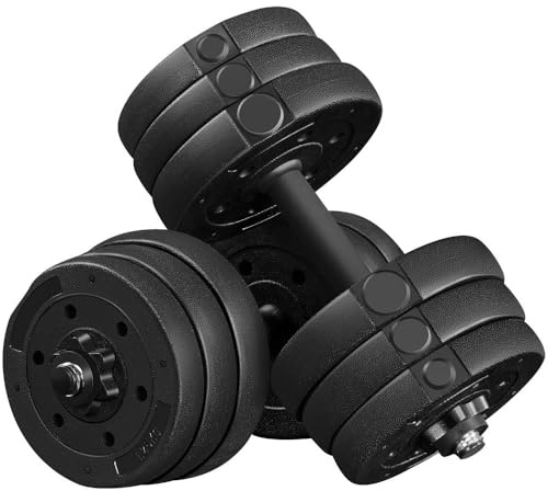Yaheetech 2x10kg Hand Dumbbells Set for Men and Women Home Fitness Lifting Training Adjustable Free Weights