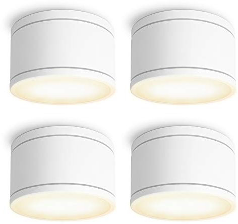 SSC-LUXon 4 Stück CELI-WX Aufbauspots flach IP44 für Außen & Bad mit GX53 LED wechselbar 3W warmweiß - Aufbaustrahler weiß 230V