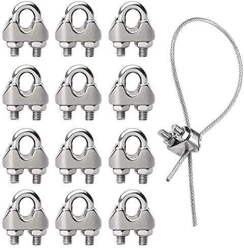 Drahtseilklemme 12 Stück M3 U-förmige Seilklemme Edelstahl 304 U Bolzen Bügelseilklemme Kabelklemme Wire Rope Clamp für Drahtseil Stahldraht StahlKabel Stahlseil