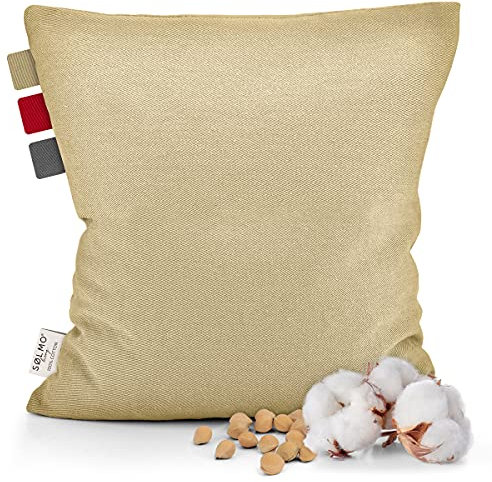 sølmo I Coussin Noyaux Cerises - Bouillotte, Coussin Bebe, Oreillers chauffants I Oreillers en Grain pour Adultes, Bébés, Enfants I Coussin Chauffant en Noyaux de Cerise, Beige