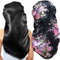 2Pcs Long Satin, Extra Large Braids Bonnets for Sleeping, Soft & Comfortable Elastic Band Bonnets for Women Night Sleep, Black + Pink Pattern