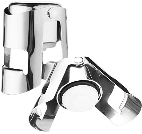 Abeillo 2 Pcs Champagne Stopper, Stainless Steel Vacuum Wine Stopper Prosecco Bottle Sealer Stoppers, Leak-Proof Wine Bottle Stopper for Sparkling Bottle Closure (Silver)