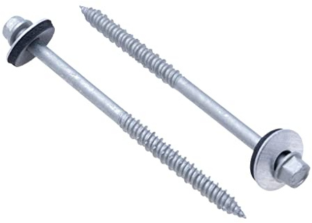 Tornillo Autorroscante de 135 mmpara Madera y Hormigón con Arandela Aluminio/EPDM Cabeza Hexagonal Acero al Carbono en Recubrimiento Cerámico de Fijación para Fijar Paneles Sándwich de Pared 25 Pcs