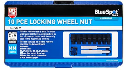 Blue Spot Tools 10 PCE Locking Wheel Nut (18MM - 25MM)