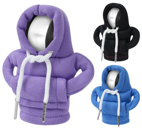 Adiwo Schalthebel Hoodie, 3 Stück Auto Schaltknauf Abdeckung, Überzug für Dekoratives (Schwarz, Blau, Lila)