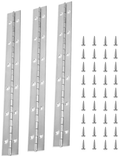 JJiaoLinin Charnière Piano Acier Inoxydable,3PCS Charnières de Piano en acier Inoxydable Robuste avec Vis Incluses Charnière Continue en Métal pour Piano Charnière Longue pour Piano Portes d'armoire