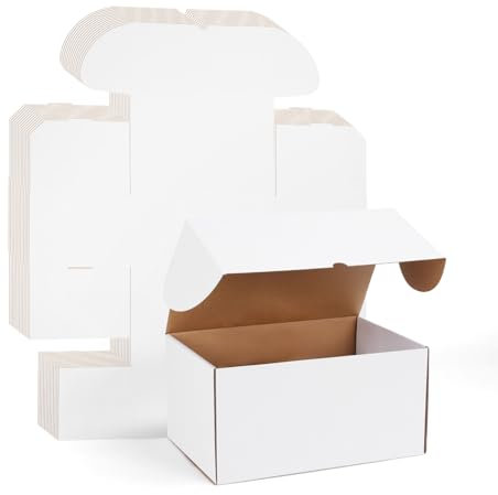 RLAVBL 15 Stück weiße Versandkartons mit den Maßen 30,5 x 20,3 x 15,3 cm für den Versand von Gegenständen, Spielzeug und Geschenken