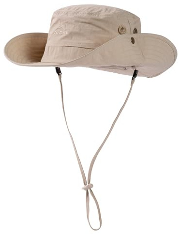 Waterproof Sun Hat Men UPF 50 Wide Brim Ladies Sun Hats Foldable with Ponytail Hole Summer Safari Hat for Fishing Beach Small Head Beige L/XL