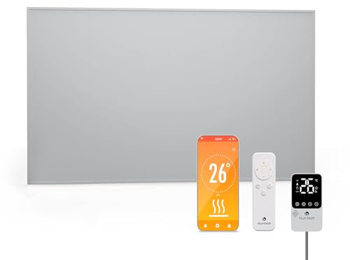 blumfeldt Infrared Panel Heater 600W – Wall Mounted, IP44 Splashproof, External Thermostat, App & Remote Control, 95% Energy Efficient, Aluminium Construction, Child Safety Lock, for 10-15 m² Rooms