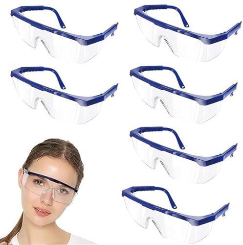 PRVCFZ 6 PCS Fog-Protective Eye Glasses - Full Safety Goggles for Construction, Laboratory and Outdoor Use