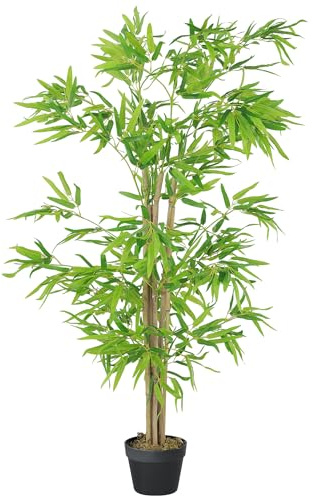 HOMCOM bambú Artificial Grande 150cm Planta Artificial, Plantas Artificiales de plástico en Maceta, Falsa Planta de bambú como Real con Musgo Artificial para Sala de Estar Dormitorio Oficina jardín