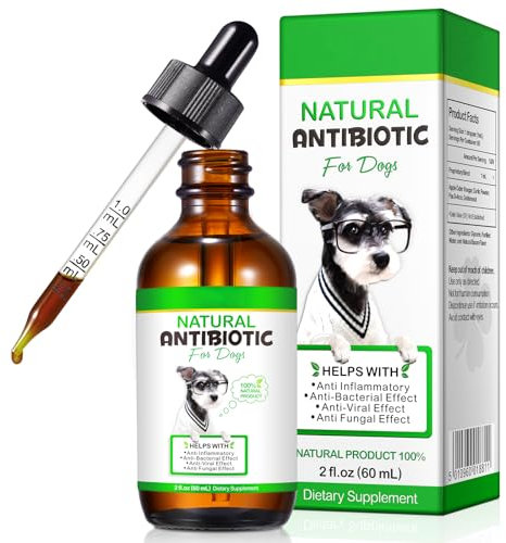 Antibiotico Naturale per Cani - Gocce 100% Naturali Senza Ormoni, 60ml - Infiammazioni, Infezioni, Resistenza Immunitaria con Aceto di Mele, Estratto di Tè di Giaśoł - Aroma Pancetta Delizioso