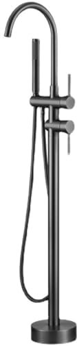 SdaryWare Robinet de Baignoire autoportant Noir, mitigeur de Baignoire sur Pied, 2 Fonctions, Eau Chaude ou Froide, en Laiton, Noir(Grey)