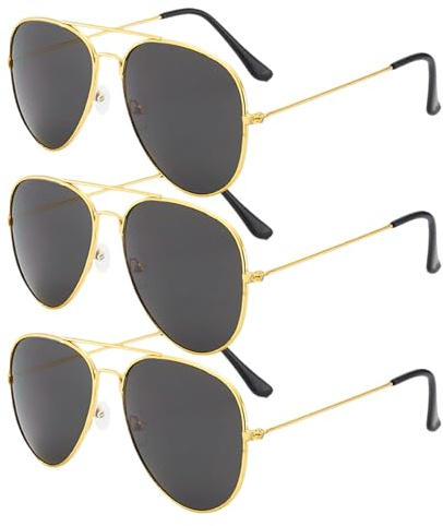 TUONYIS 3 Pièces Lunettes de Soleil Polarisées, Pilote Lunettes de Soleil, Polarisées Décontractées Homme Femme,Protection UV Lunettes Rétro Ultralégères Verres Anti-Reflets Conduite Pêche Sports Avec