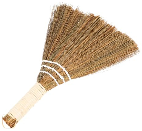 COOPHYA Handheld Whisk Broom Small Soft Bristle Bed Cleaning Brush 28x20cm Natural Reed Fiber for Home Dust Removal Indoor Sweeping and Desk Cleaning