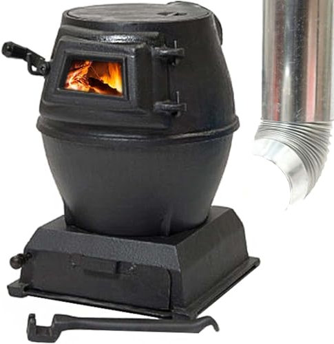 Cast Iron Wood Burning Stove - Portable Multi-Fuel Heater for Indoor & Outdoor Cooking, Camping, BBQ, and Patio Use