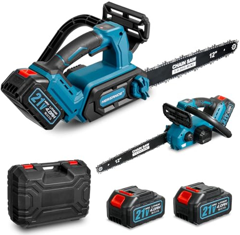 Tronçonneuse électrique sans fil 18 V de 30,5 cm, 2 tronçonneuses électriques sans fil 4000 mAh, moteur sans balais 1000 W, pour outils de jardin, coupe du bois, bricolage