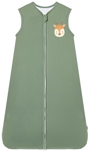 Chilsuessy Baby Sleeping Bag Toddler Sleeping Bag 2.5 tog 100% Cotton Nursery Bedding Kids Wearable Blanket Sleeping Sack for Infant Boys Girls, Green, 110cm/3-4 Years