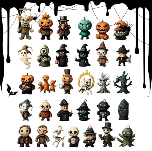 Calendrier De L'avent Halloween 2025-10.5 X 13.5cm, Avec 31 Poupées Effrayantes Collectionner, Calendriers De L'avent D'horreur, Breloques Suspendues Et Mini Décorations Pour Fête D'halloween