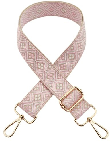 Correa para Bolsos Bandolera Multicolor, 3.8cm Anchura Correa de Hombro Ajustable con Mosquetón Dorado para Reemplazable Correa Bolso Crossbody de Mujer, Beige-Rosa, 302