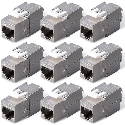 Leikurvo CAT7 Keystone RJ45 Modulo, 9 pezzi 10 Gbps 1000 MHz Jack Module RJ45 femmina per CAT7 CAT6 CAT6a Cavo di posa schermato Keystone presa di rete cavo patch cavo di rete