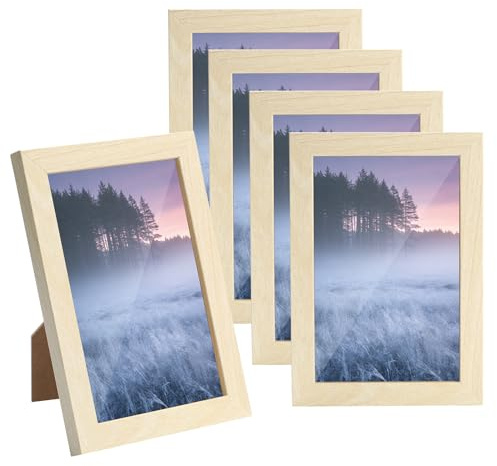 runxsam 5 pz cornici foto 10x15 cm legno chiaro in MDF da parete e tavolo