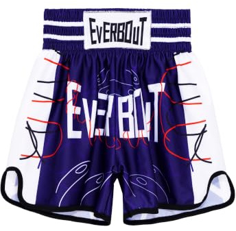 ranrann Thai boxning shorts barn pojke MMA-shorts boxning korta byxor boxning, Färg: blå, 3-4 �r
