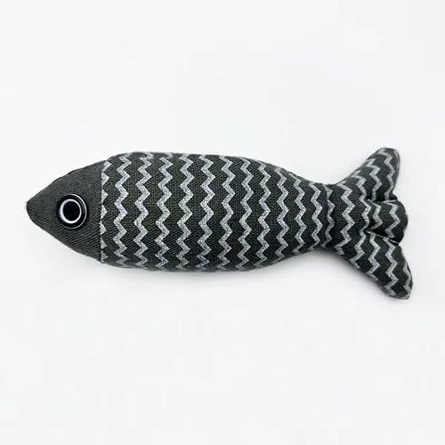 STCCNB Self-play Cat Toy Simulation Fish Catnip Plush Pillow, Teething Chew Toy for Kittens, Interactive Cat Wand, Daily Pet Supplies,navy blue:21 * 8cm