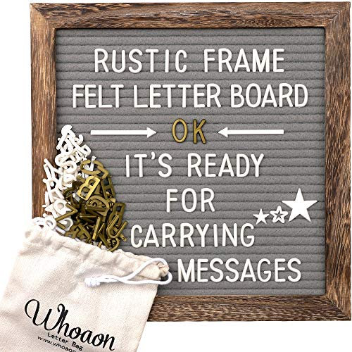 Rustikaler Holzrahmen Filz Letter Board 10x10. Vorgeschnitte Weiß & Gold Buchstaben, Kursive Wörter, Holzständer, Schere, Ländliche Wand & Tisch Dekoration, Rustikale Dekoration, Grauer Filz