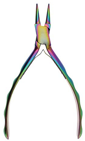 The Beadsmith Chroma Series Round Nose Plier, 5.5 inches (140mm), hardened stainless-steel head, rainbow titanium coating, contoured comfort grip handle and double-leaf spring, tool for jewelry making