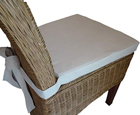 Schleife mit Kissen Hochwertiges Baumwolle Korbweide stuhlkissen/Gartenstuhl Kissen Sitzkissen 44 x 40 x 5 cm (Ecru)