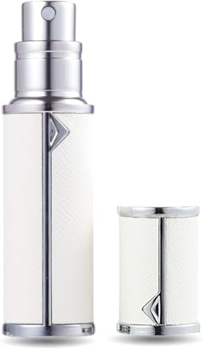 AsaNana Perfume Atomiser, Refillable & Travel Size Perfume Bottle, Leaking Proof,Bottom Pump without Funnel, Luxurious Small women and men, 5ml (SLV-White)