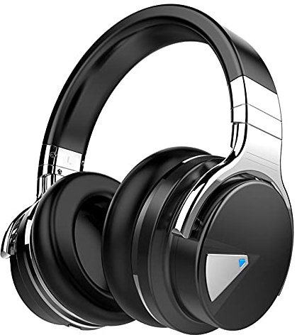 Silensys E7 Active Noise Cancelling Headphones Wireless Bluetooth Headphone with Microphone Deep Bass Over Ear, Comfortable Protein Earpads, 30 Hours Playtime for Travel/Work, Black