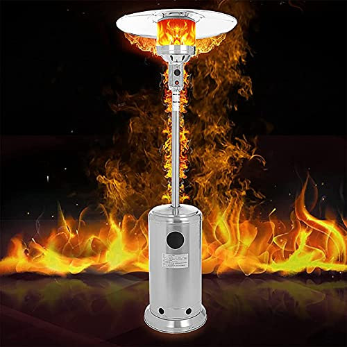 Chauffage de Terrasse Radiateur infrarouge Chauffe-terrasse commercial avec roues, chauffe-terrasse extérieur en acier inoxydable de 48 000 BTU avec température réglable et protection contre le ren