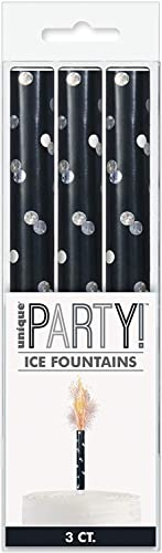 Ice Fountain Candle Cake Topper Sparkler for Birthday, Wedding, Anniversary Decoration. (3 PCS, Black)