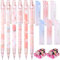 Uoeo Cute Mechanical Pencil Set for Kids- 6pcs Kawaii Juice Peach Mechanical Pencils with Erasers and 0.5mm Tubes Pencil Refills for Student Writing, Drawing, Sketching, Architecture, Pink