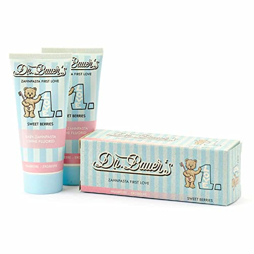 Dr. Bauer's baby-tandkräm, 2 x 50 ml | Tandkräm för barn första kärlek söta bär utan fluor