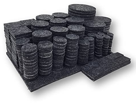 300 x Filzgleiter selbstklebend – Möbelgleiter Set in 8 Größen - Bodenschoner für Stühle, Tische & Möbelbeine – Kratzschutz-Pads mit extra starkem Kleber - Möbelschoner schwarz