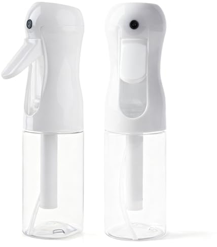 AMOMELA 2Pcs Continuous Spray Bottle For Hair,Ultra Fine Refillable Water Mister for Hair Styling, Plants, Cleaning, Salon, Misting & Skin Care（200ml/6.8oz Clear） (200ML 2PACK)