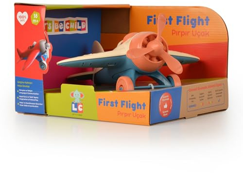 Let's Be Child Tornado-Flugzeug für Kinder | Sichere und langlebige Spielzeugflugzeuge für Kleinkinder | Geschenk für Mädchen und Jungen zur motorischen und sensorischen Entwicklung (Beige)