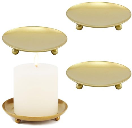 Niaciswe Decorativo Supporto Candelabro 4 Pezzi Portacandele Rotondo in Ferro Piatto Portacandele Decorativo in Ferro Piatto per Candele Candelieri Rotondo in Metallo Ferro Vintage Porta Candele