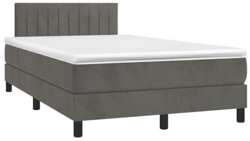 vidaXL Boxspringbett, Bett mit Matratze Kopfteil, Polsterbett Doppelbett für Schlafzimmer, Schlafzimmerbett Bettgestell Lattenrost, Dunkelgrau 120x190cm Samt