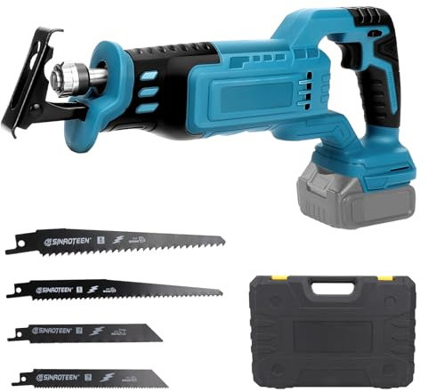 Akku Säbelsäge Kompatibel mit Makita 18V Lithium-Akku, 2800 SPM, Hublänge 26 mm, Bürstenlos Reciprosäge mit 4 Sägeblätter, 1 Werkzeugkasten, zum Schneiden von Holz, Metall und PVC (Ohne Akku)