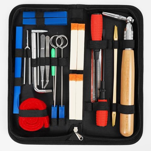 MELHA Piano Tuning Kit with Case, 26 PCS Piano Tuner Wrench Hammer Rubber Mutes Set Tuning Lever Tools for Beginner